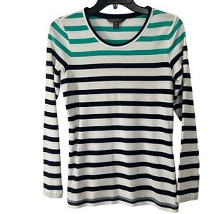Tommy Bahama Women 3/4 Sleeve Stripe Color Block Tee.